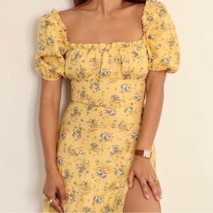 Reformation Floral Yellow Dress